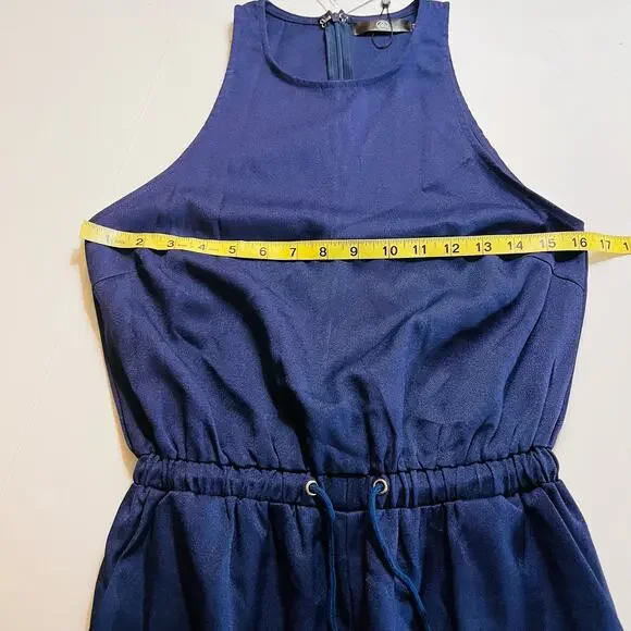 Missguided Sleeveless Drawstring Waist Cuffed Hem Jumpsuit Size 2 NWT Navy - Picture 4 of 6
